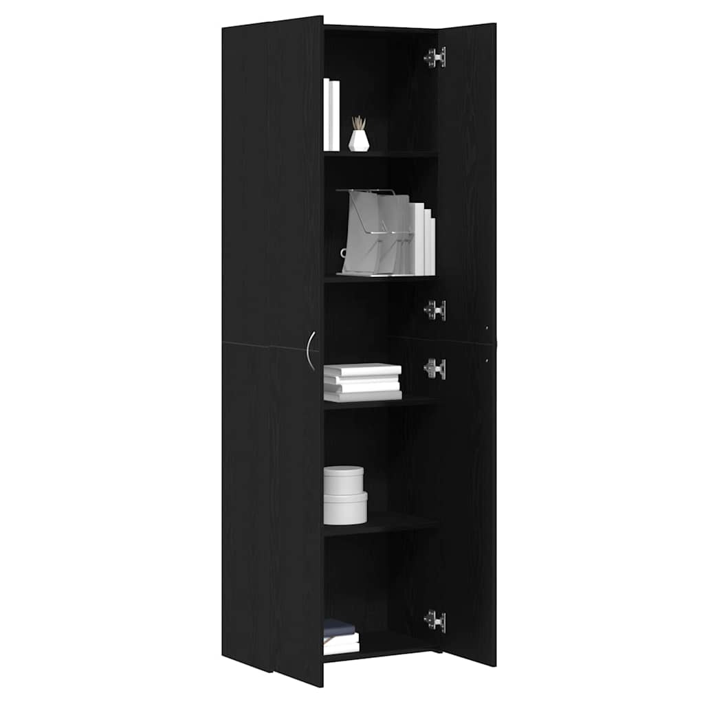 Armoire de bureau en chêne noir 60x32x190 cm, matériau à base de bois