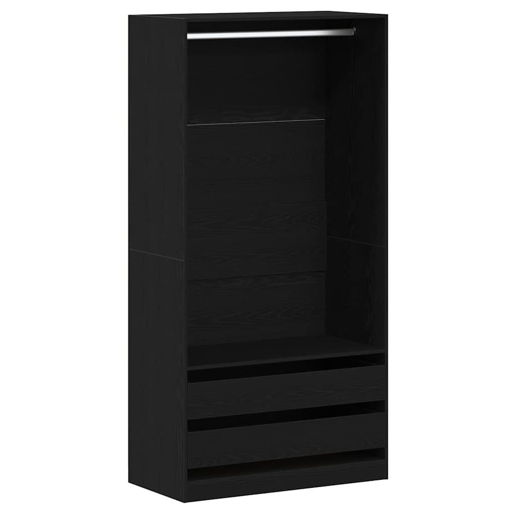 Armoire en noir et chêne, 100x50x200 cm, en matériau à base de bois