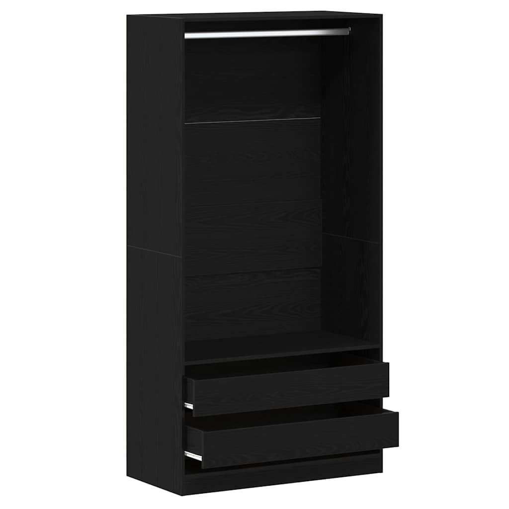 Armoire en noir et chêne, 100x50x200 cm, en matériau à base de bois