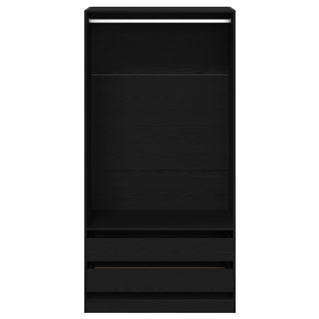 Armoire en noir et chêne, 100x50x200 cm, en matériau à base de bois