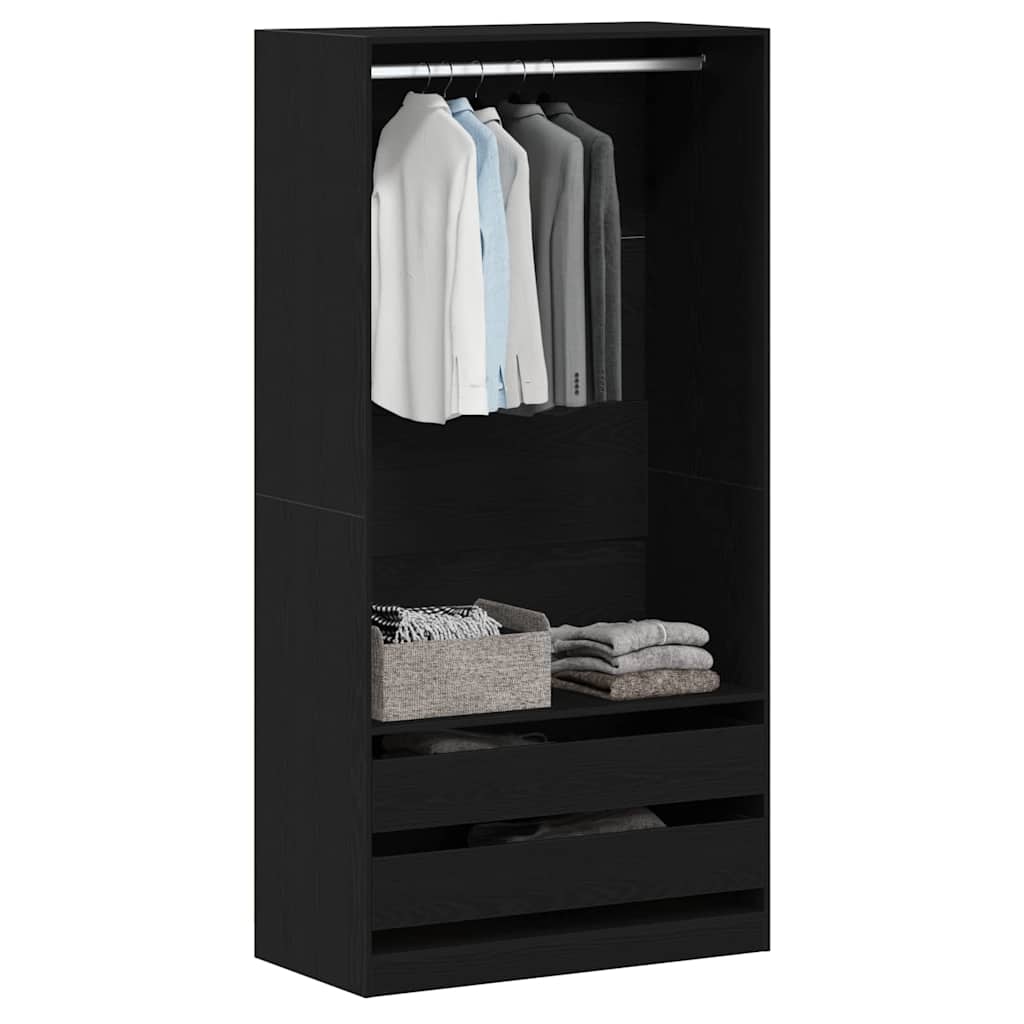 Armoire en noir et chêne, 100x50x200 cm, en matériau à base de bois