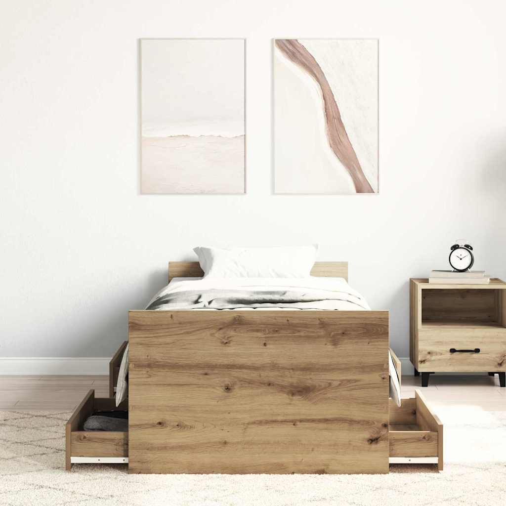 Bettgestell Artisan-Eiche 75 x 190 cm Holzwerkstoff