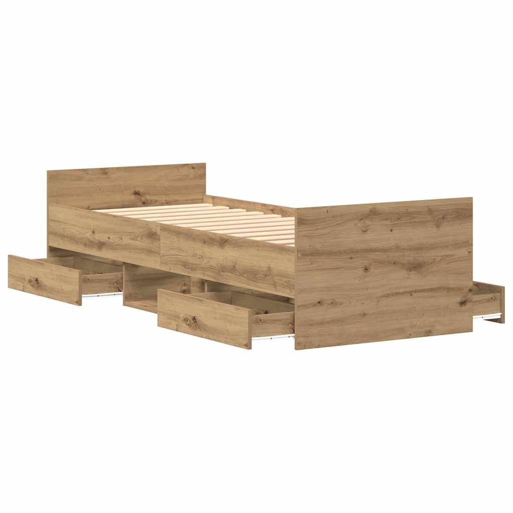 Bettgestell Artisan-Eiche 75 x 190 cm Holzwerkstoff