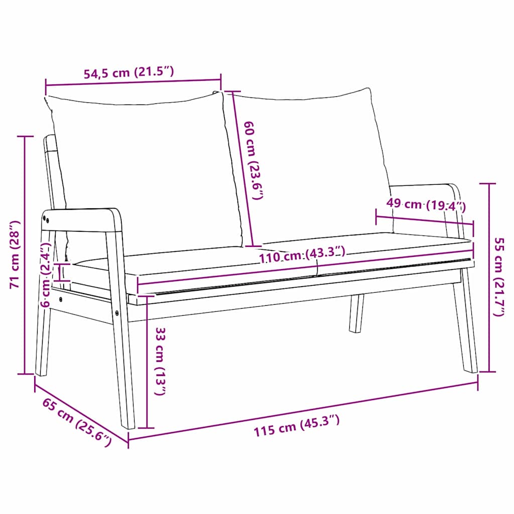 Gartenbank Öl-Natur 115 x 65 x 71 cm Massivholz Akazie