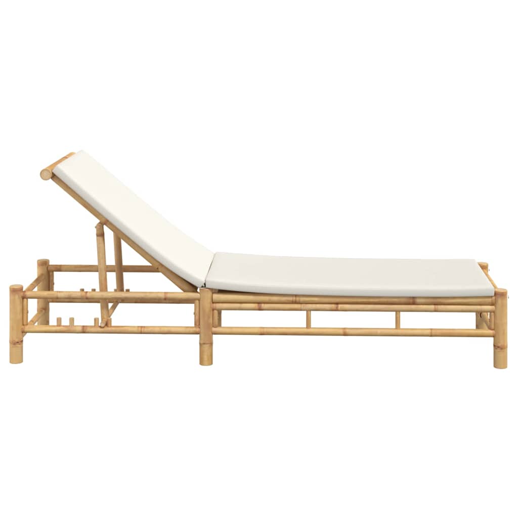 Chaise longue avec coussin 55x199x30 cm en bambou