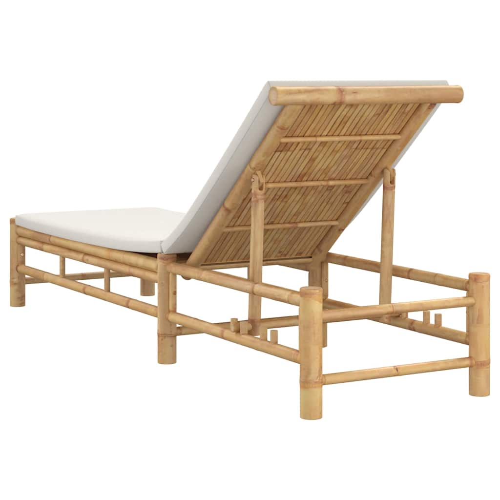 Chaise longue avec coussin 55x199x30 cm en bambou