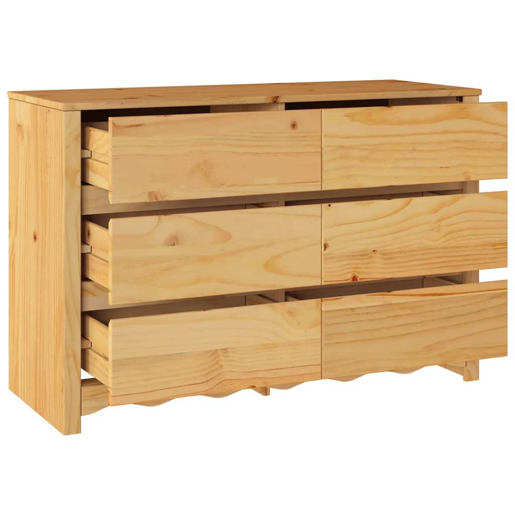 Kommode mit Regal Braun 111 x 43 x 73,5 cm Massivholz Kiefer