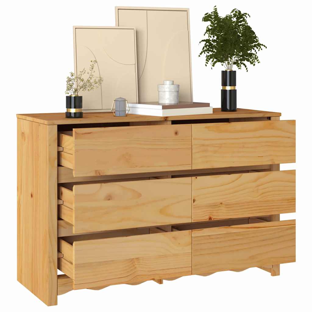 Kommode mit Regal Braun 111 x 43 x 73,5 cm Massivholz Kiefer
