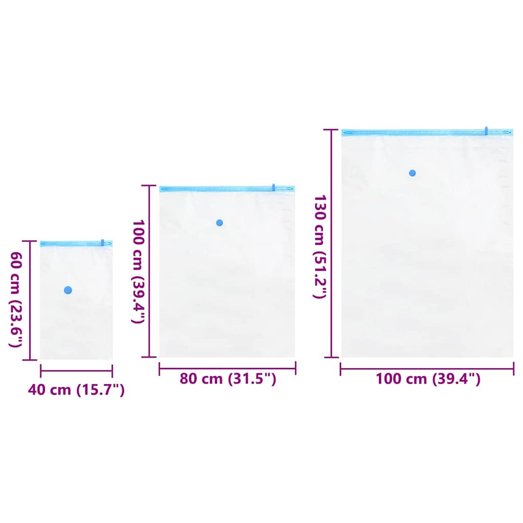Aufbewahrungstaschen 10 stk. Transparent und Blau 130 x 100 cm