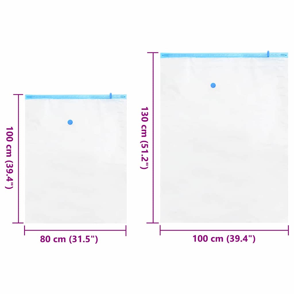 Aufbewahrungstaschen 5 stk. Transparent und Blau 130 x 100 cm