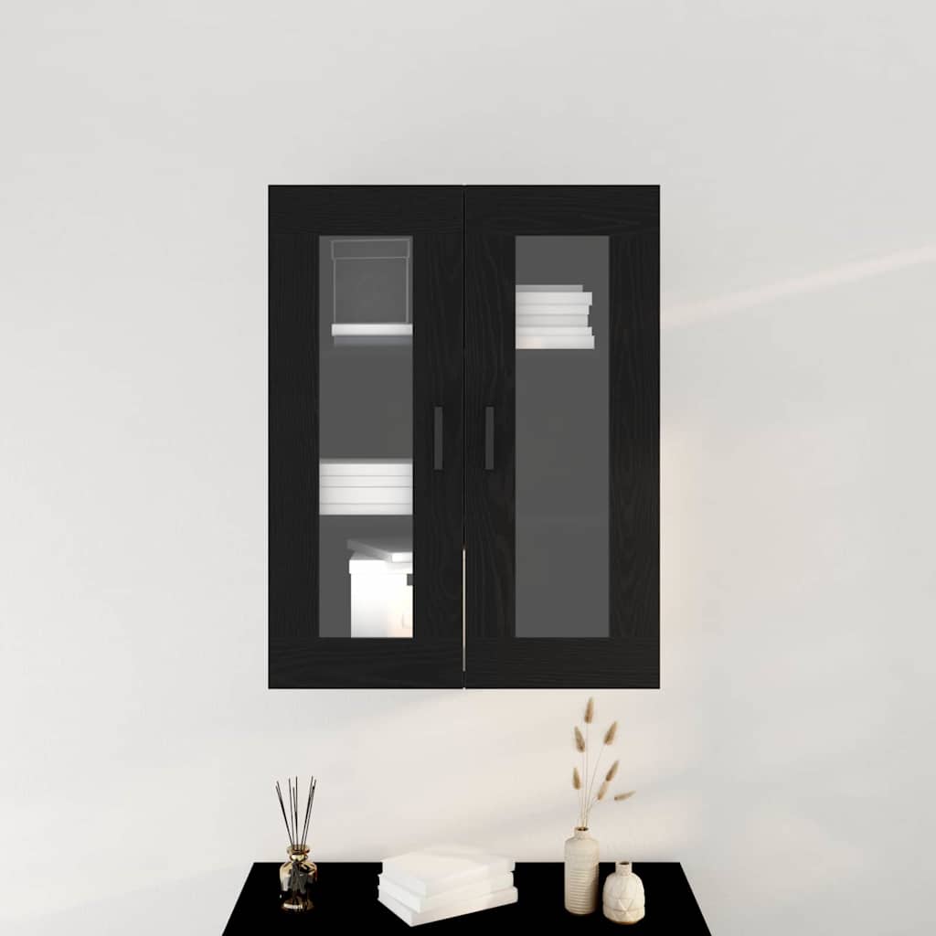 Wandmontierter Schrank Schwarz Eichen-Optik 69.5 x 34 x 90 cm
