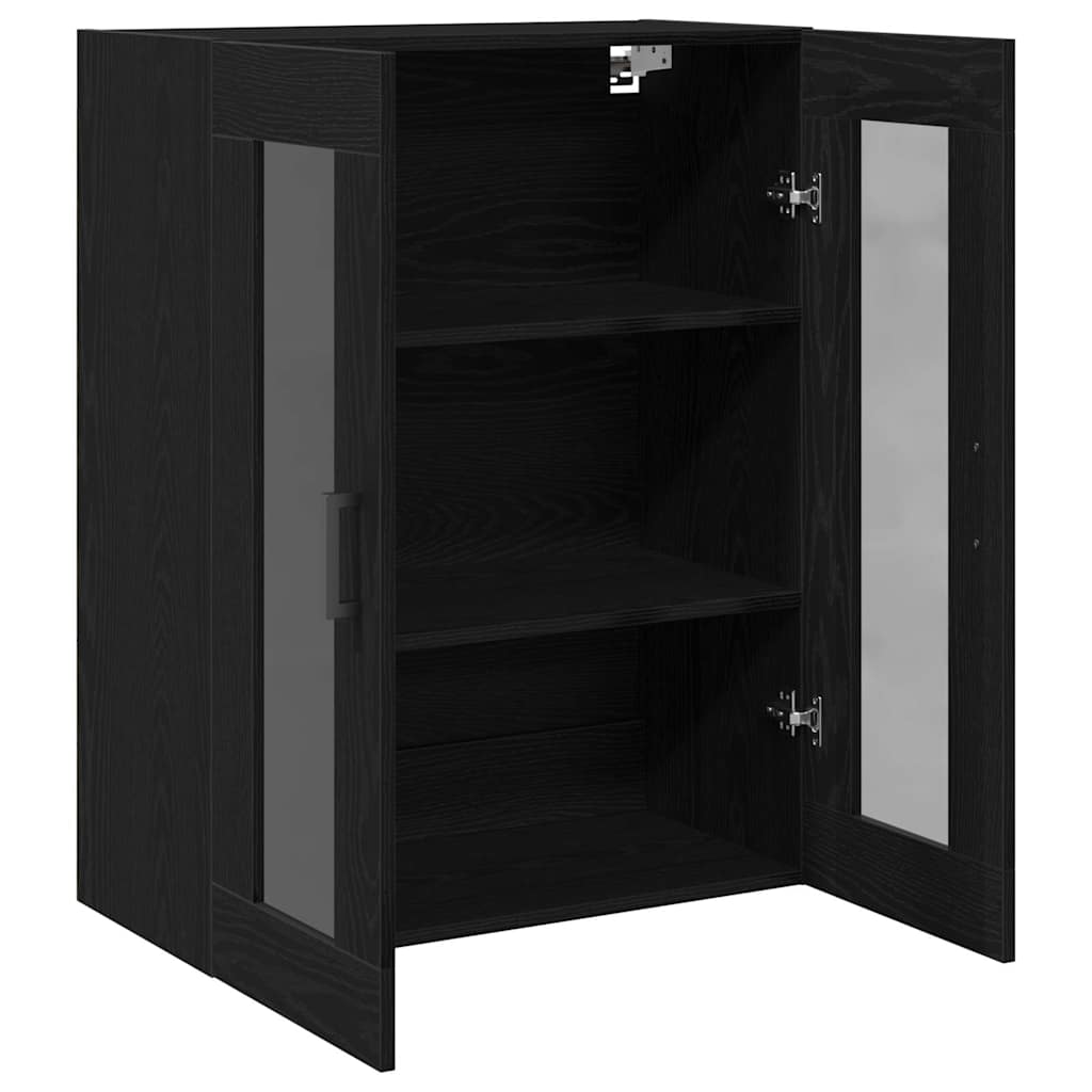 Wandmontierter Schrank Schwarz Eichen-Optik 69.5 x 34 x 90 cm