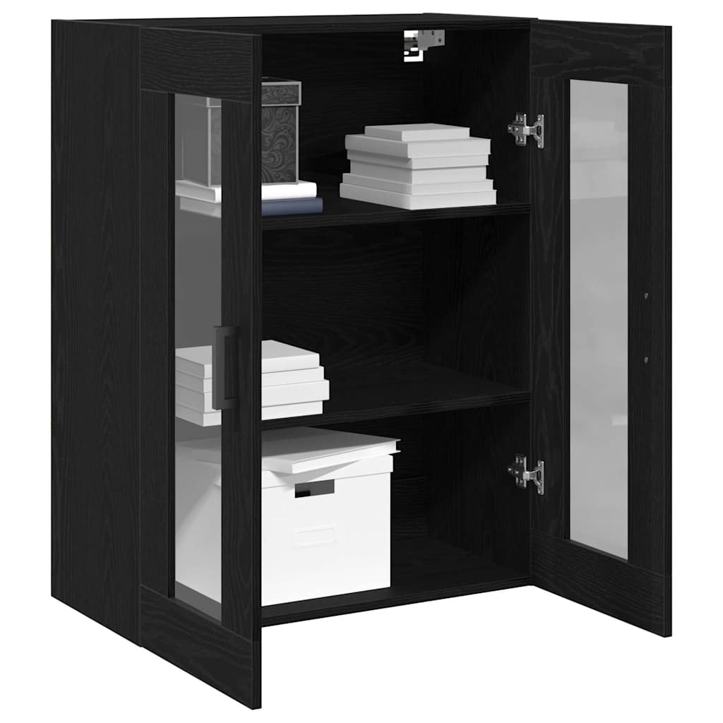 Wandmontierter Schrank Schwarz Eichen-Optik 69.5 x 34 x 90 cm