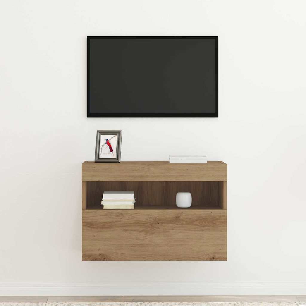 TV-Wandregal Eiche handwerklich 60 x 30 x 40 cm Holzwerkstoff