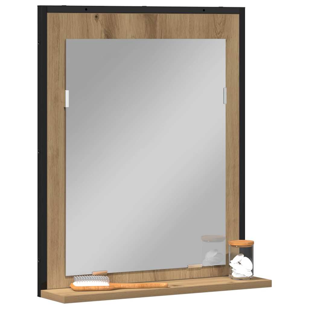 Badezimmer Spiegel mit Regal Eiche handwerklich 50 x 12 x 60 cm