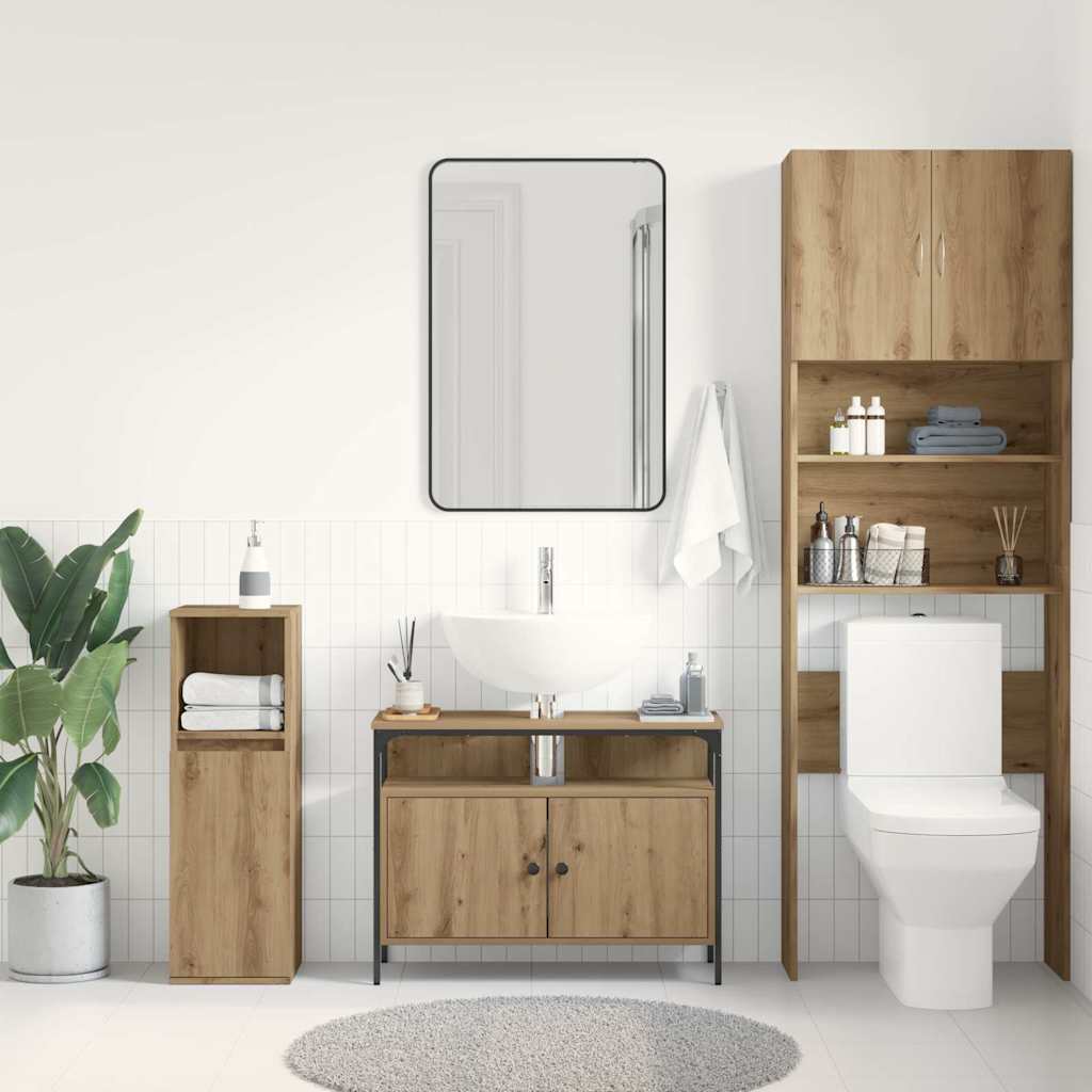 Waschbeckenunterschrank Eiche handwerklich 80 x 30 x 60 cm