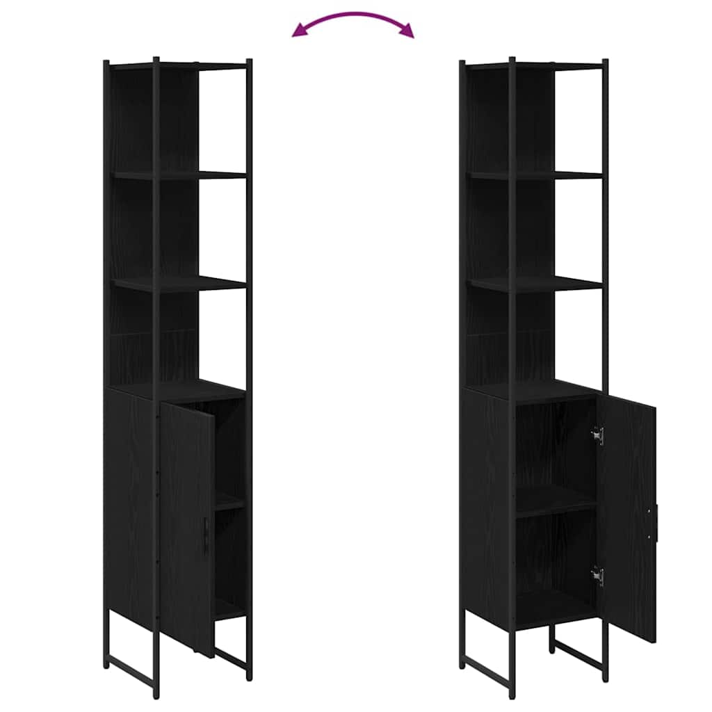 Badezimmer Schrank mit Regal Schwarze Eiche 33 x 33 x 185.5 cm