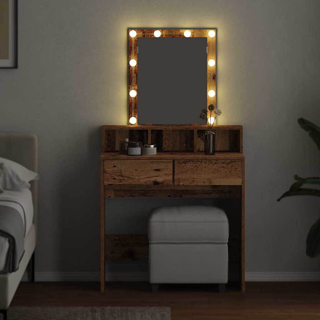 Schminktisch mit Regal Altholz 80 x 41 x 144,5 cm Holzwerkstoff