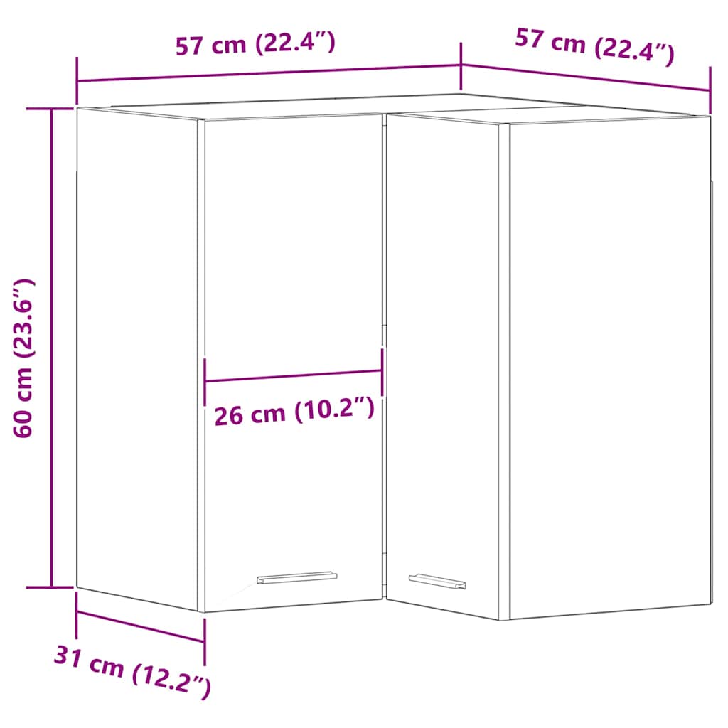 Hängeschrank Lyon Schwarz Eichen-Optik 57 x 57 x 60 cm