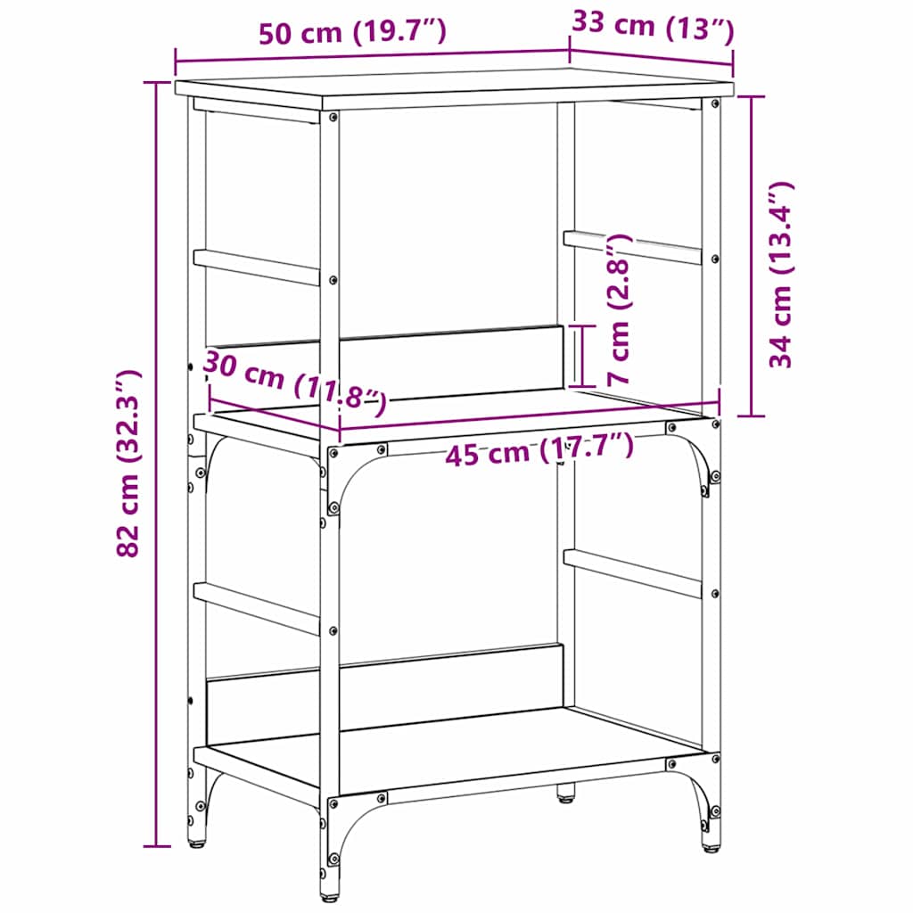 Bücherregal 2 Ebenen 50 x 33 x 82 cm Holzwerkstoff