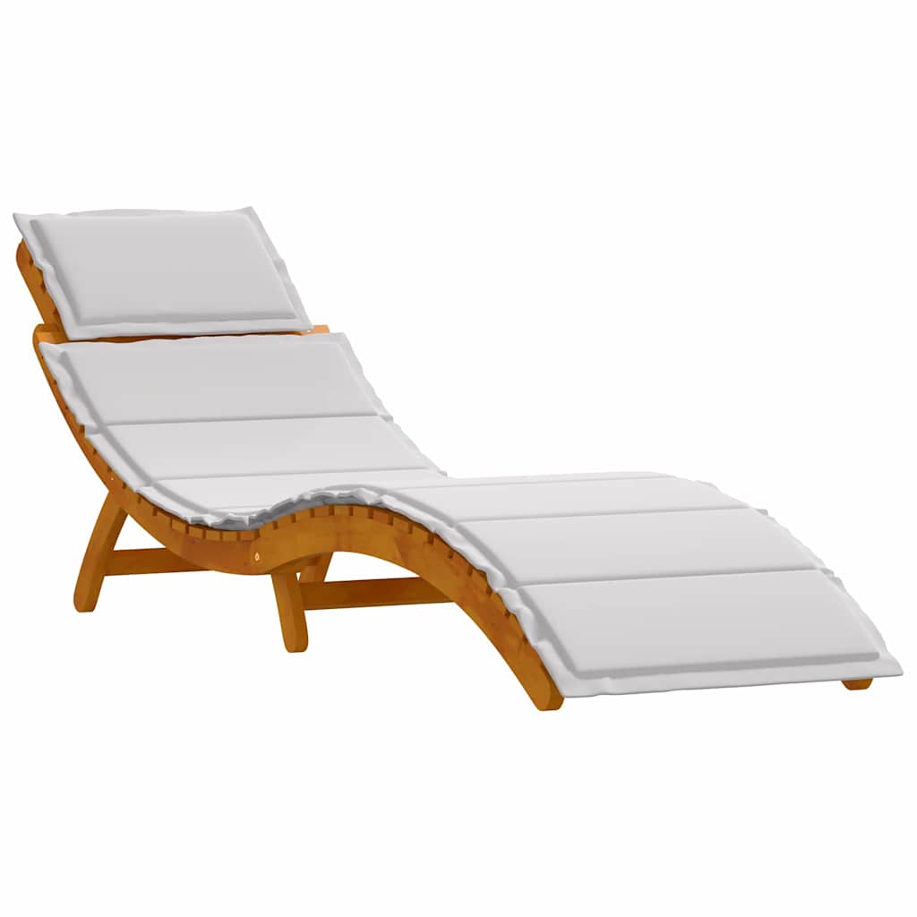 Sonnenliege 1-Person Hellgrau 184 x 55 x 64cm Massivholz Akazie