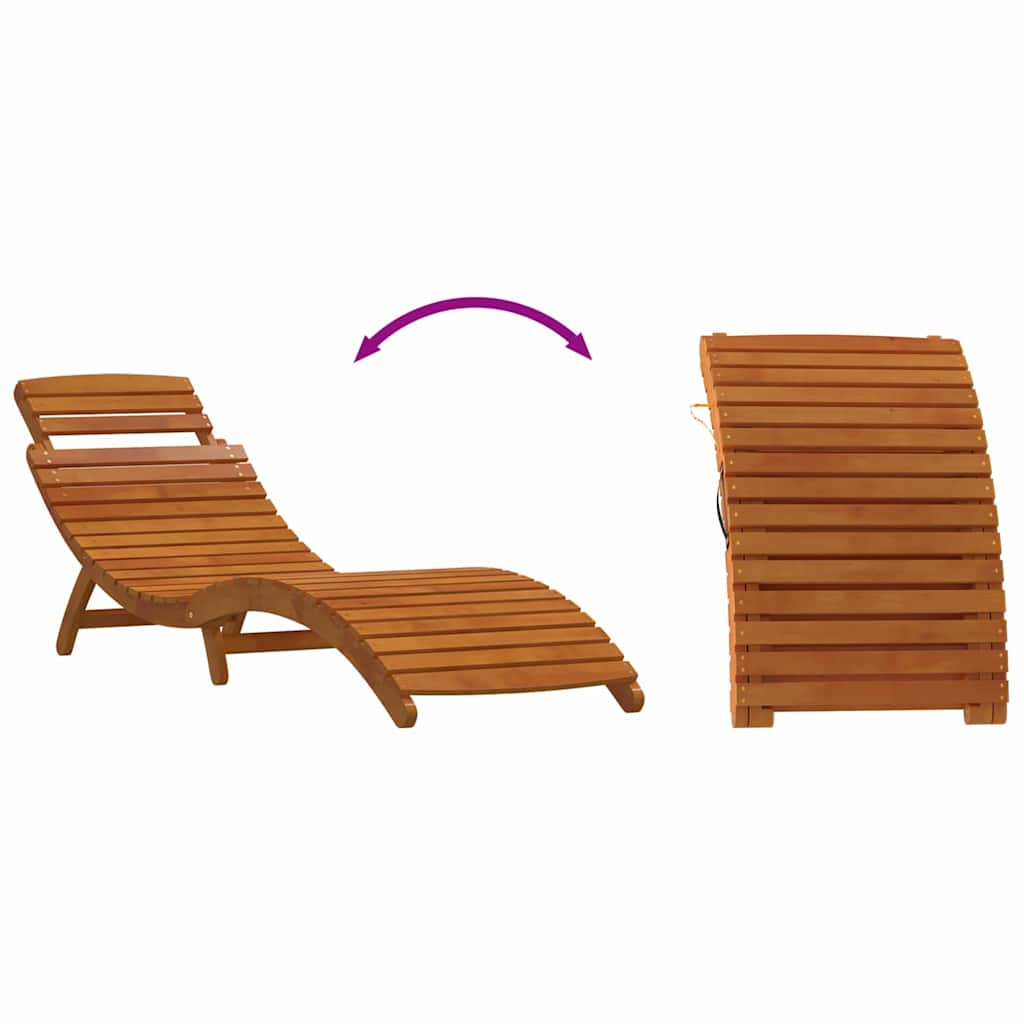 Sonnenliege 1-Person Hellgrau 184 x 55 x 64cm Massivholz Akazie