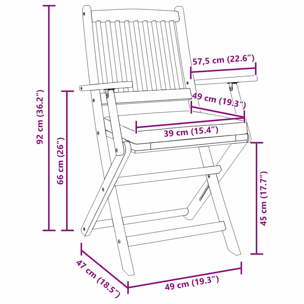 Klappstuhl 2 stk. Braun Massivholz Akazie