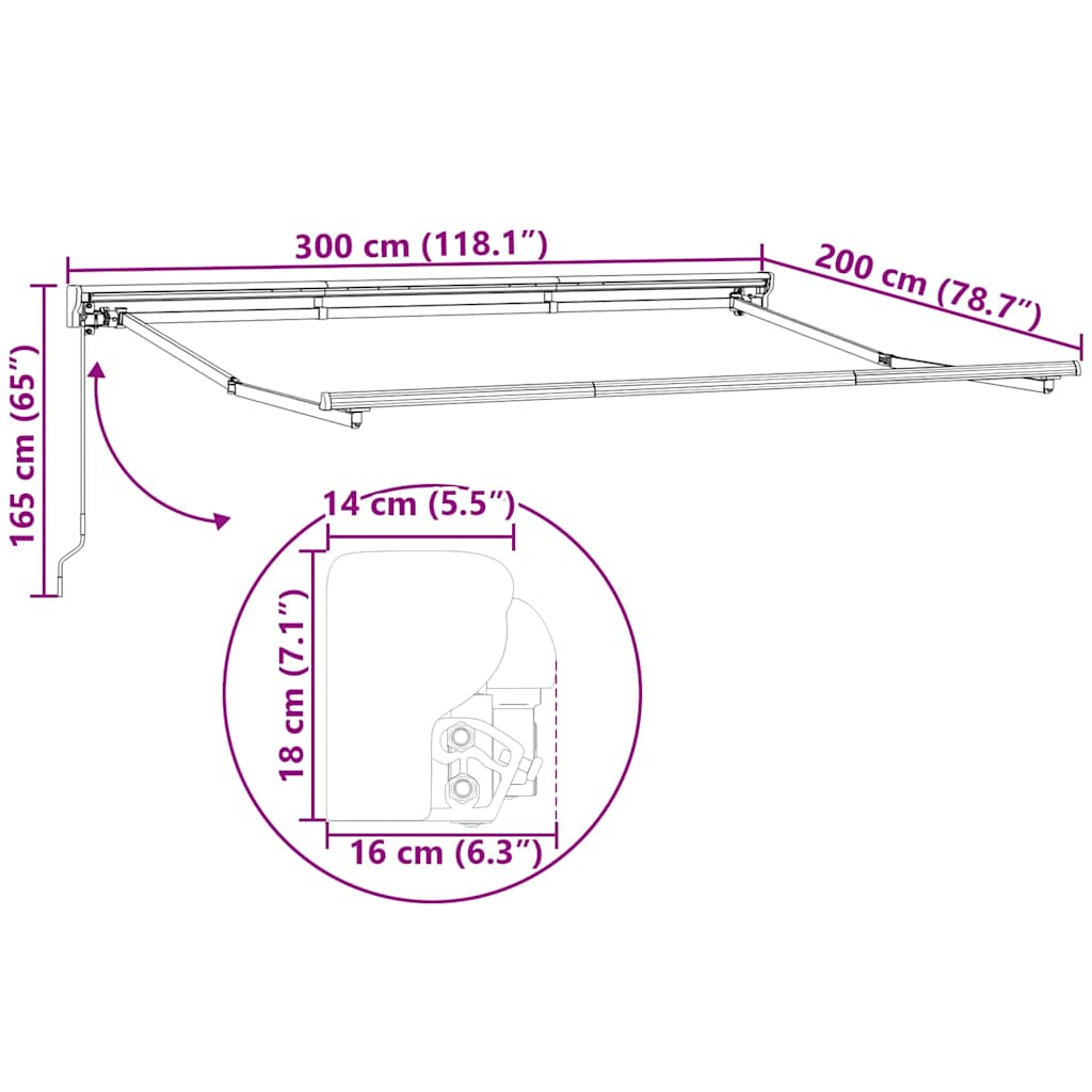 Markisenrahmen Verstellbar Weiß 3 x 2 m Stahl