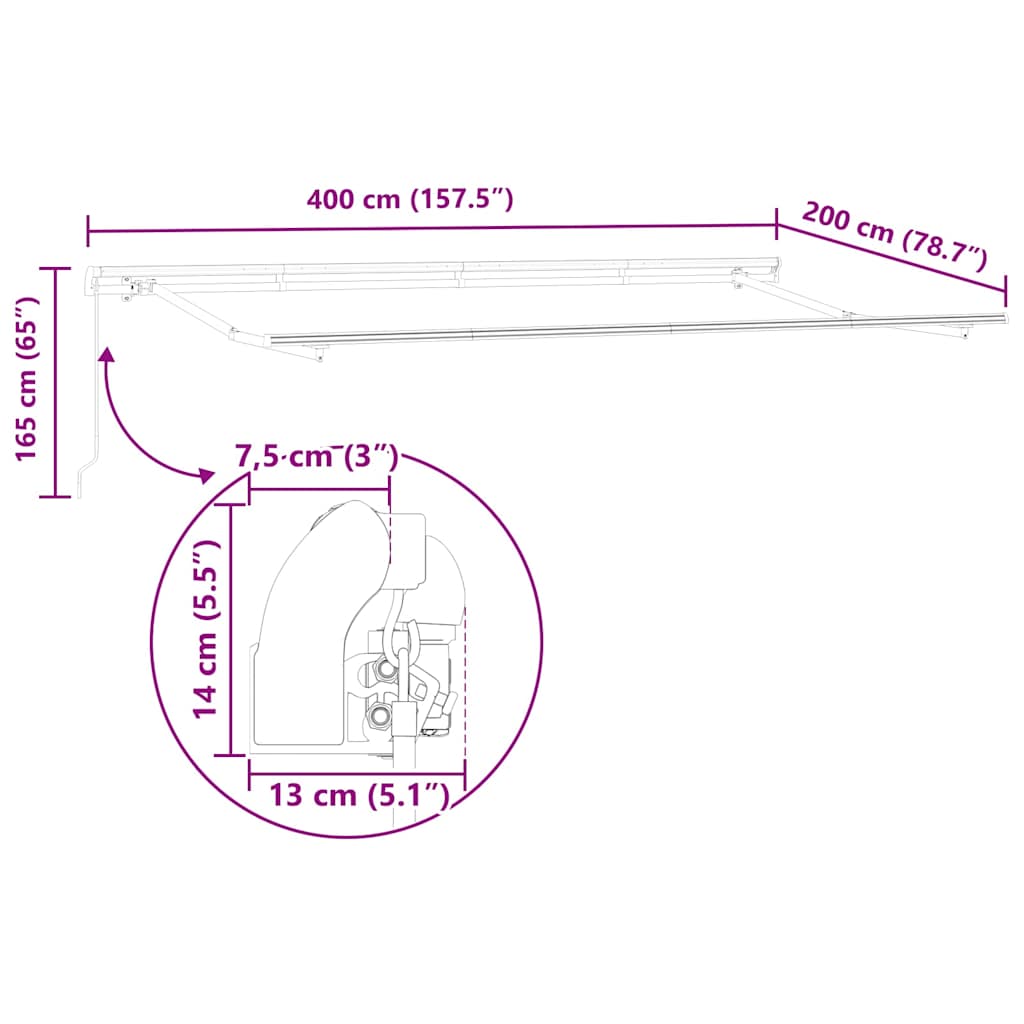 Markisenrahmen Anthrazit 4 x 2 m Metall