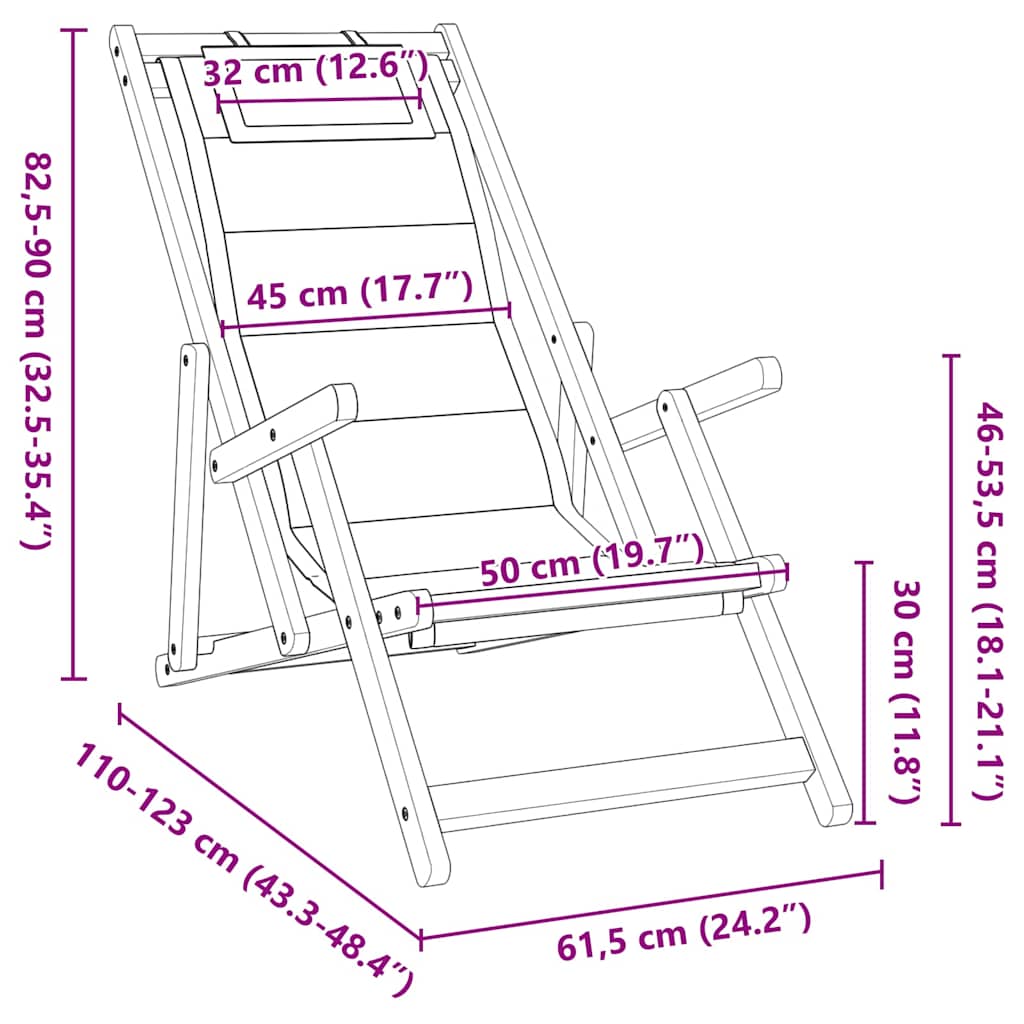 Liegestuhl 2 stk. Braun Massivholz Akazie