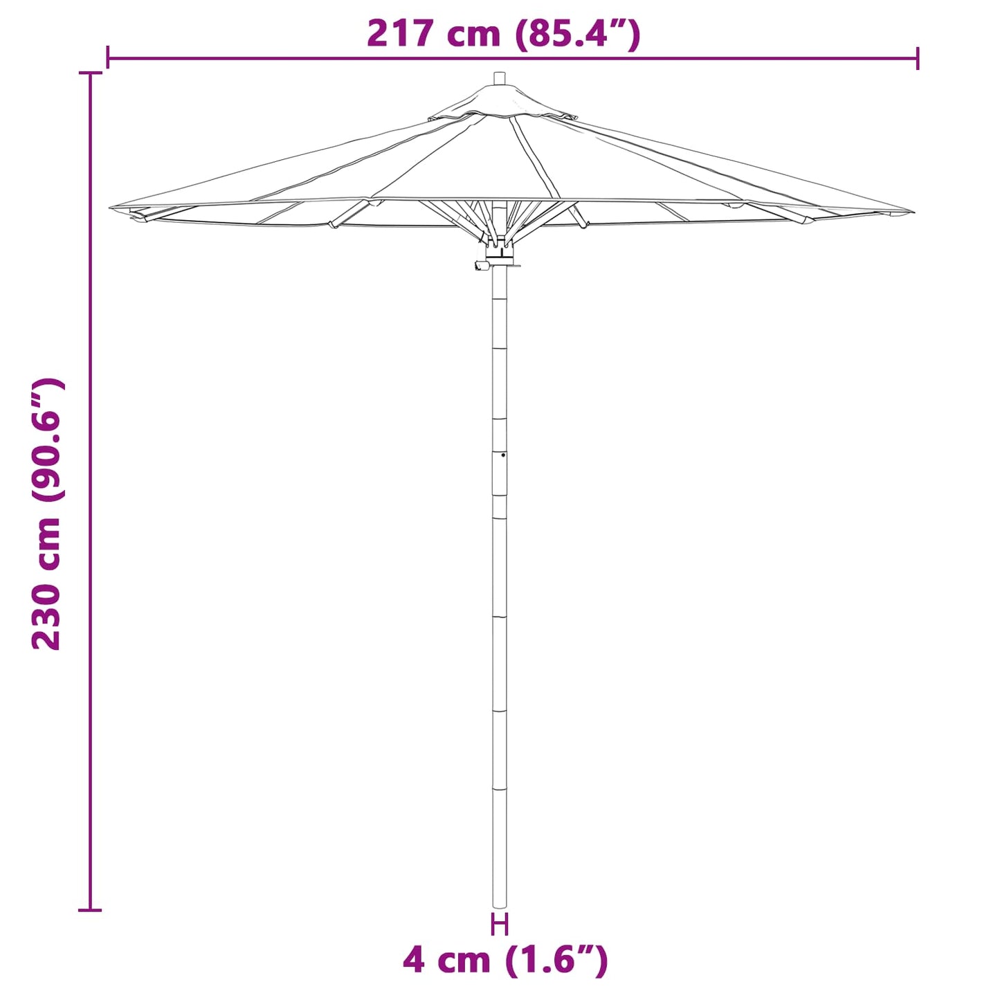 Garten-Sonnenschirm Dunkelgrau Ø 217 x 230 cm Bambus