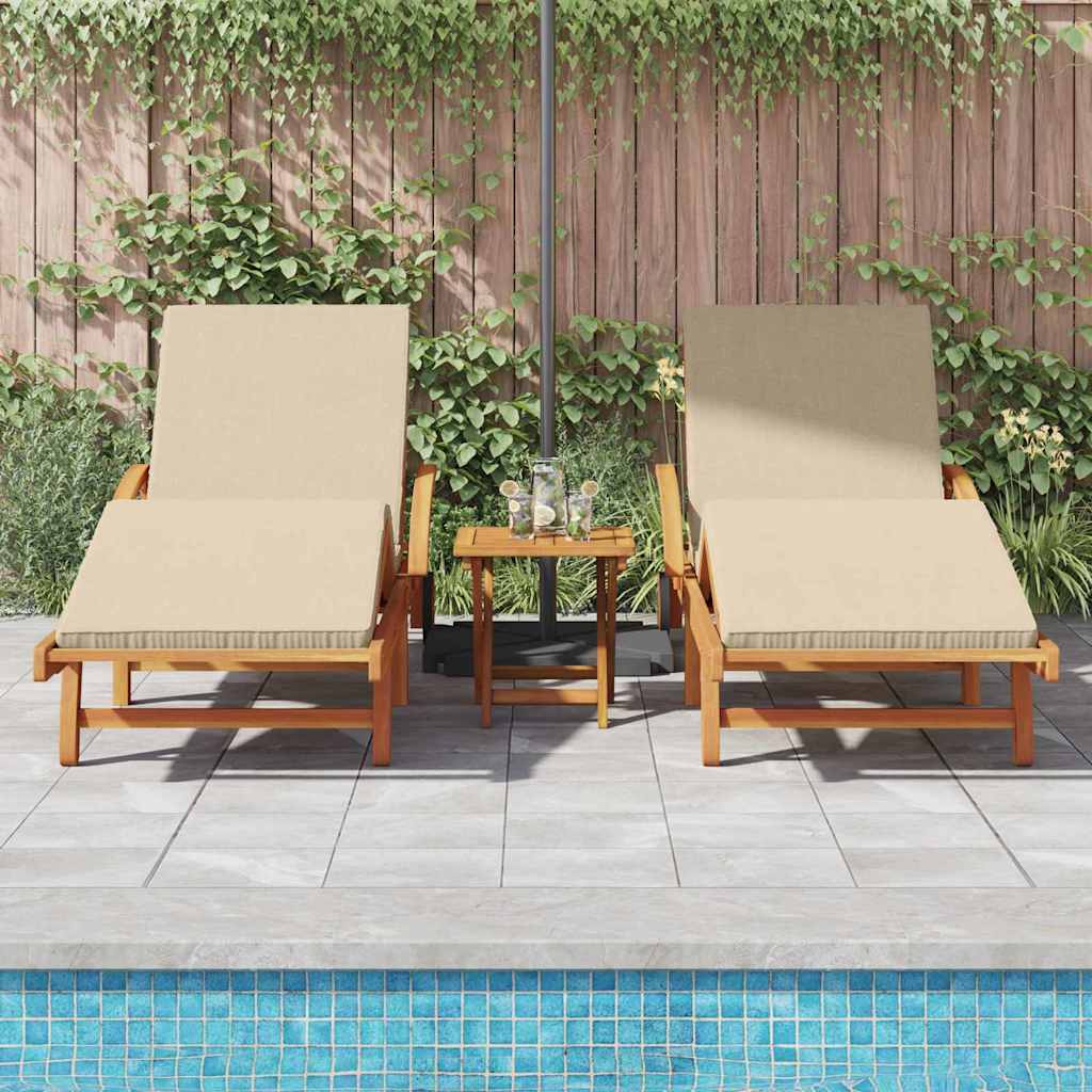 Sonnenliege 3 pcs Beige 40 x 40 x 40cm Massivholz Akazie