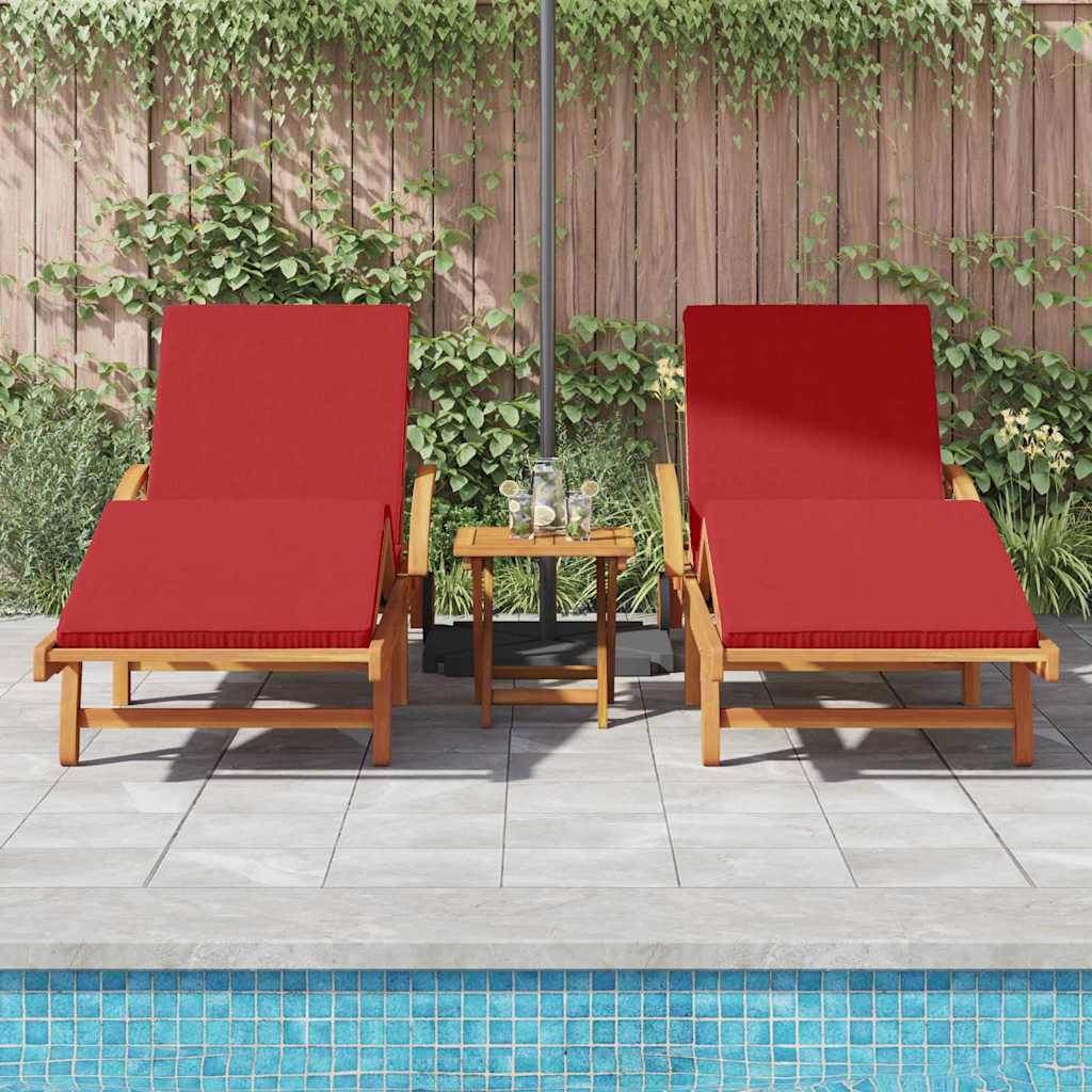 Sonnenliege 2-Person 3 pcs Rot 40 x 40 x 40cm Massivholz Akazie