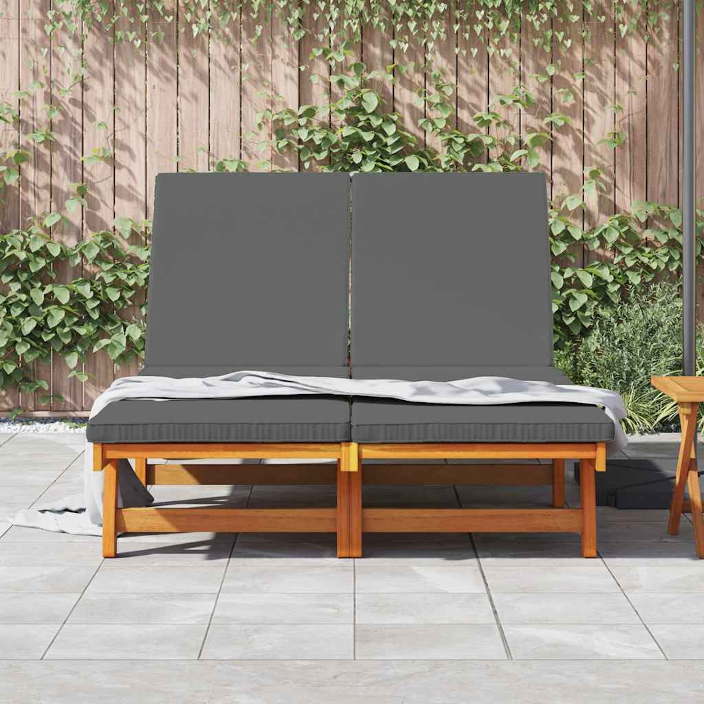 Sonnenliege mit Kissen Braun 125 x 200 x 84cm Massivholz Akazie