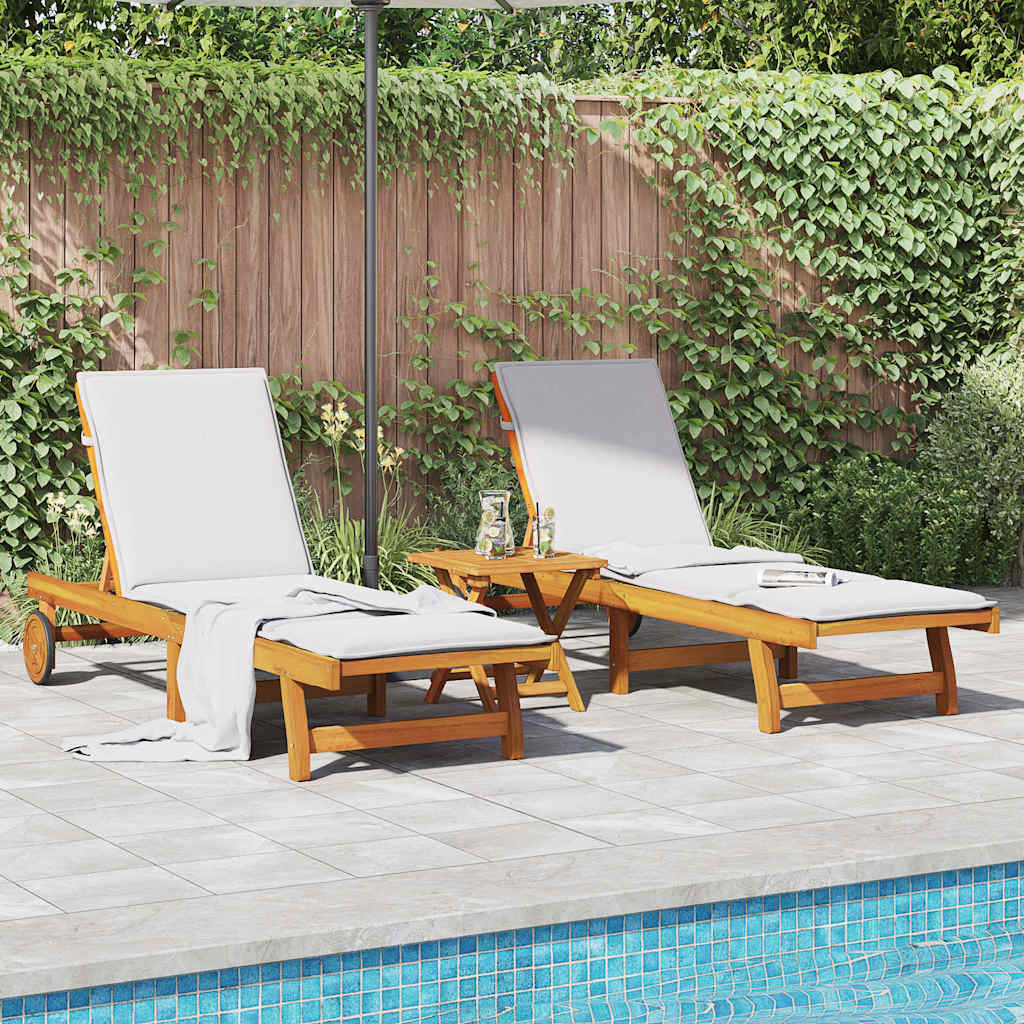 Chaises longues, lot de 2, en bois d'acacia massif