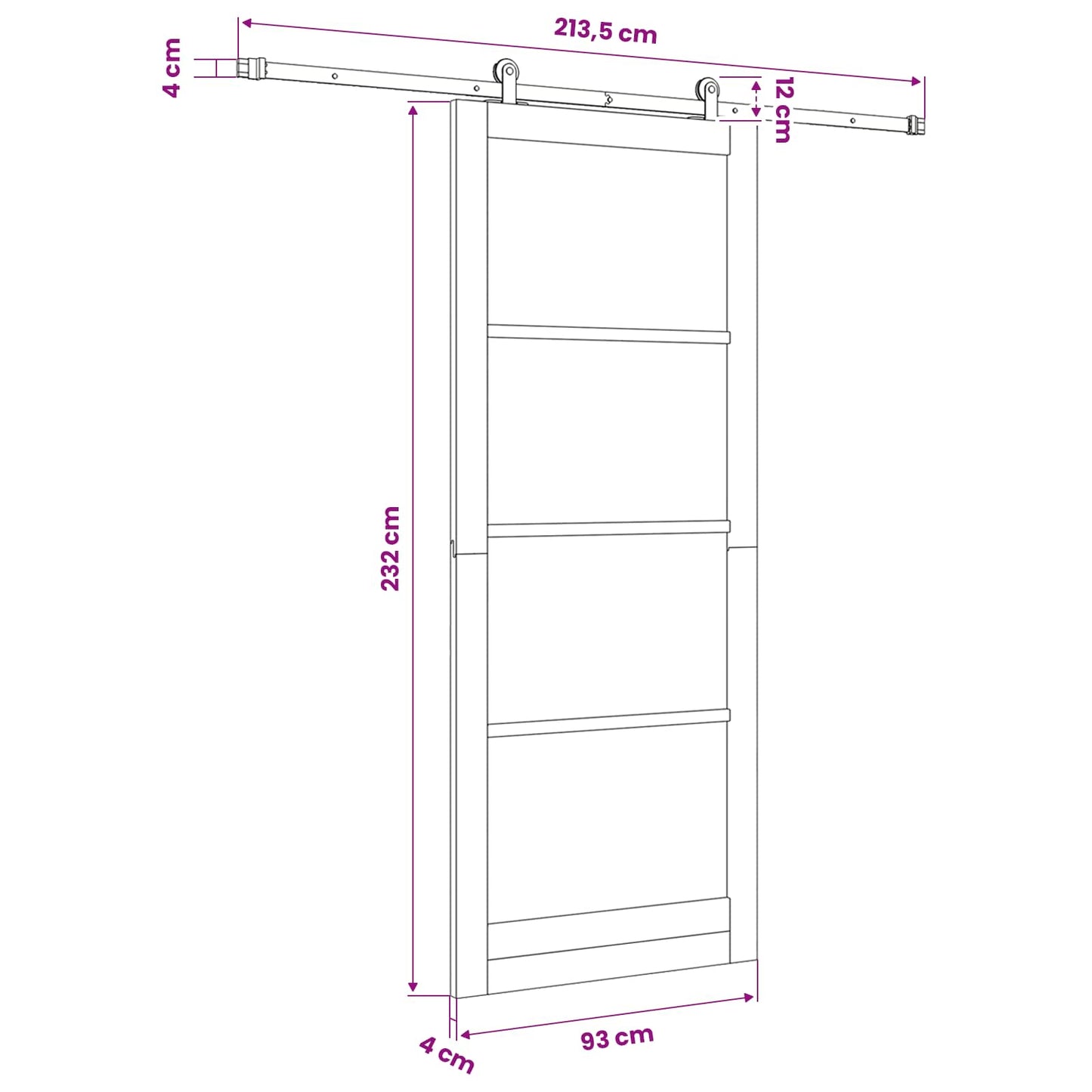 Schiebetür ORKDAL Natur 93 x 232 cm Solid Pine Wood and Glass