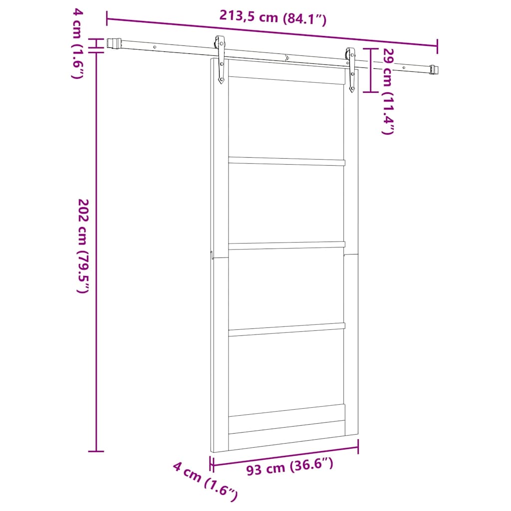 Schiebetür ORKDAL Weiß 93 x 211 cm Solid Pine Wood and Glass