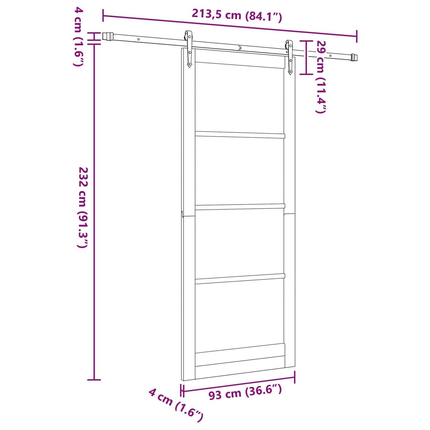 Schiebetür ORKDAL Weiß 93 x 232 cm Solid Pine Wood and Glass