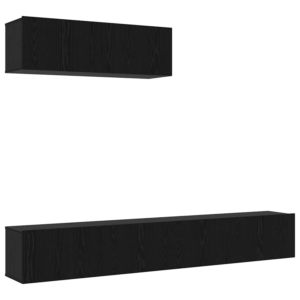 TV-Schranksystem 3 pcs Schwarz Eichen-Optik 200 x 30 x 30 cm