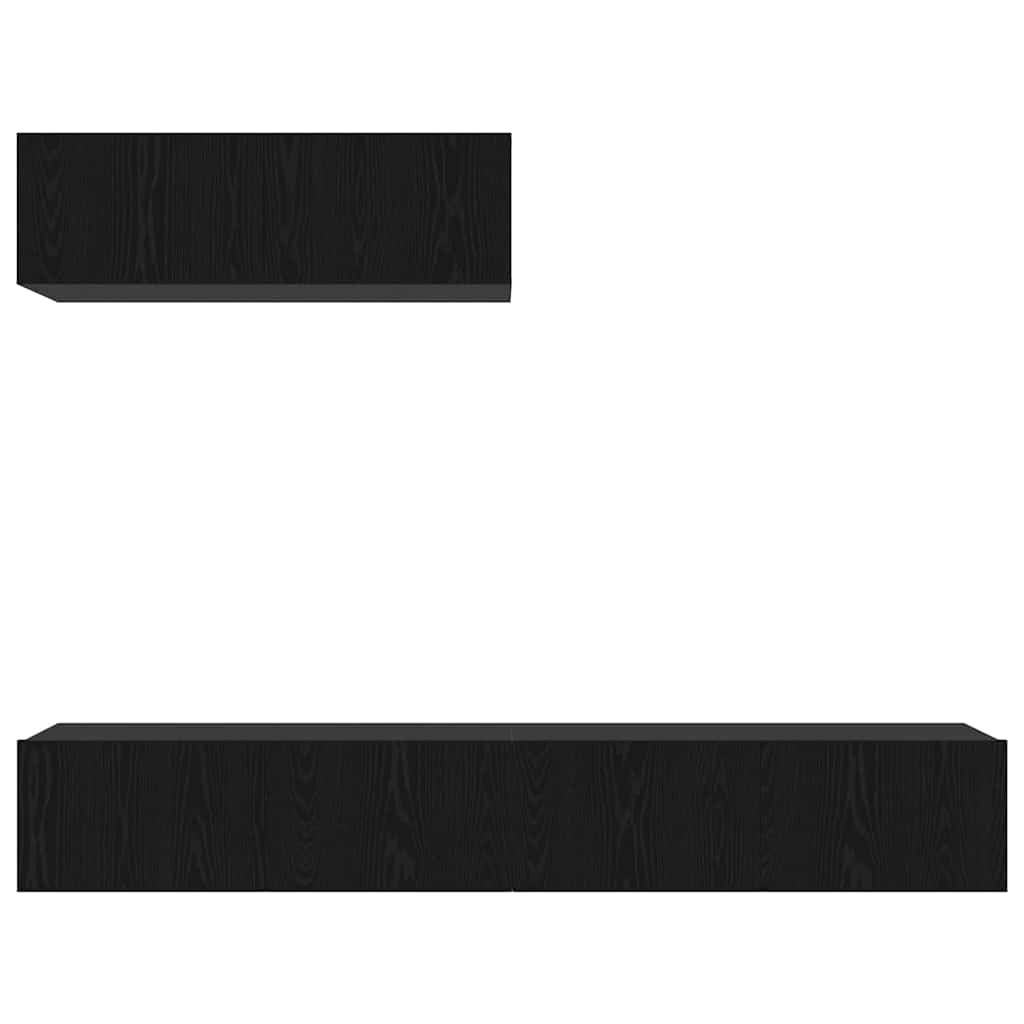 TV-Schranksystem 3 pcs Schwarz Eichen-Optik 200 x 30 x 30 cm