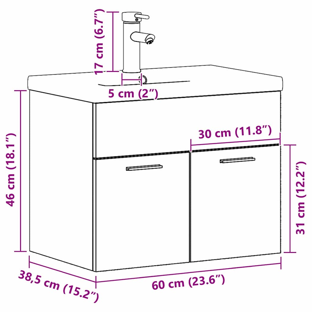 Badezimmerschrank Altholz 60 x 38,5 x 46 cm Holzwerkstoff