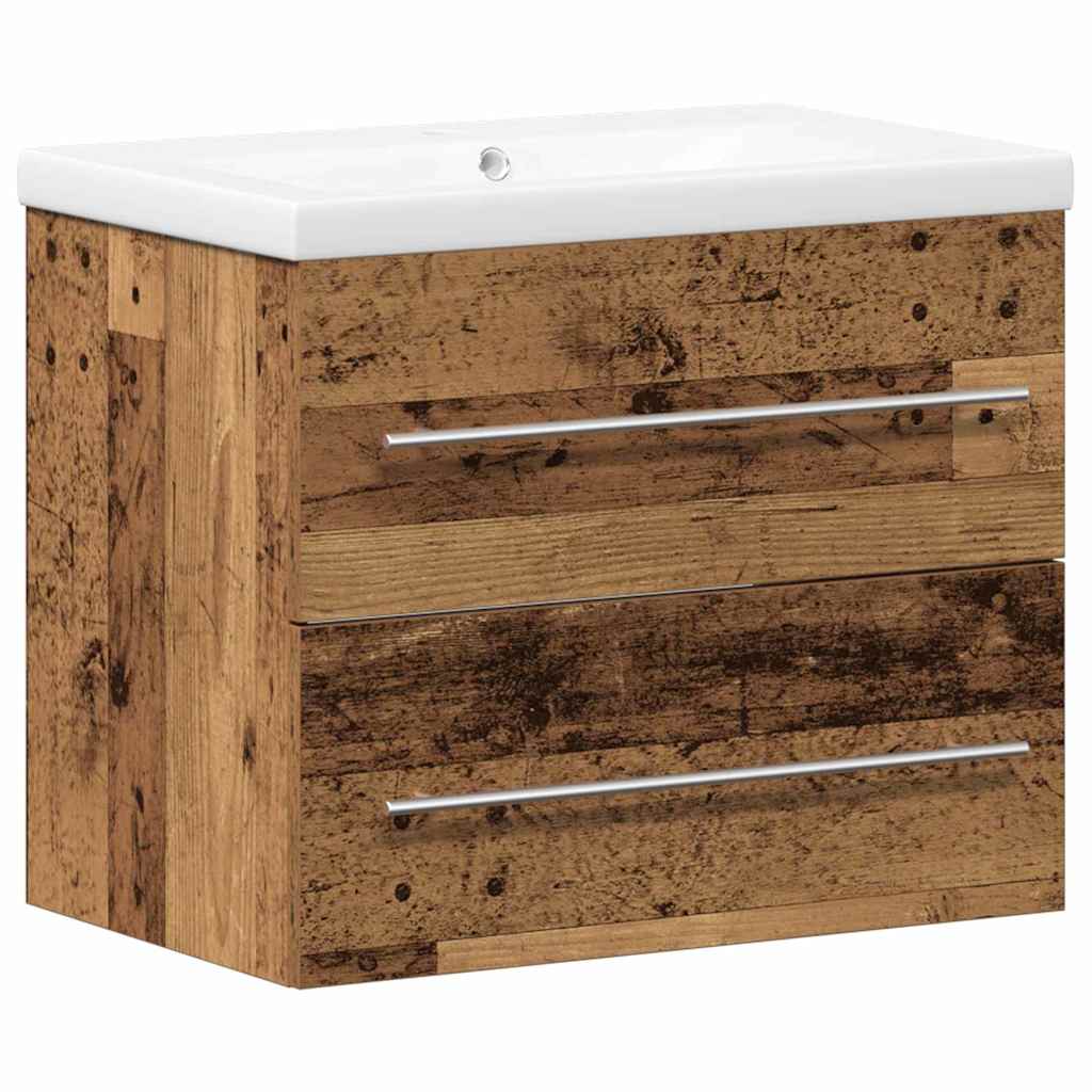 Waschbeckenunterschrank mit Becken mit Schubladen 2 pcs Altholz