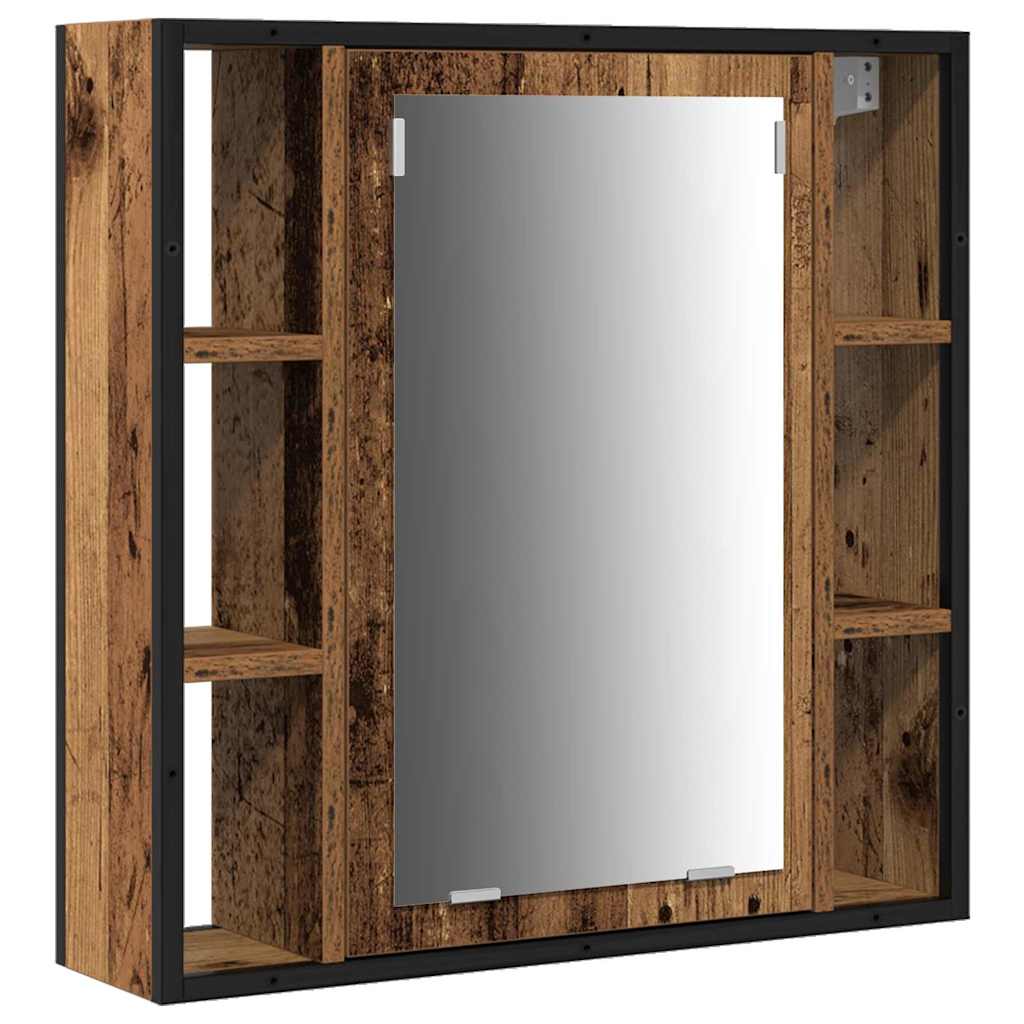Badezimmerschrankset mit Regal 3 pcs Altholz 33 x 33 x 185.5 cm