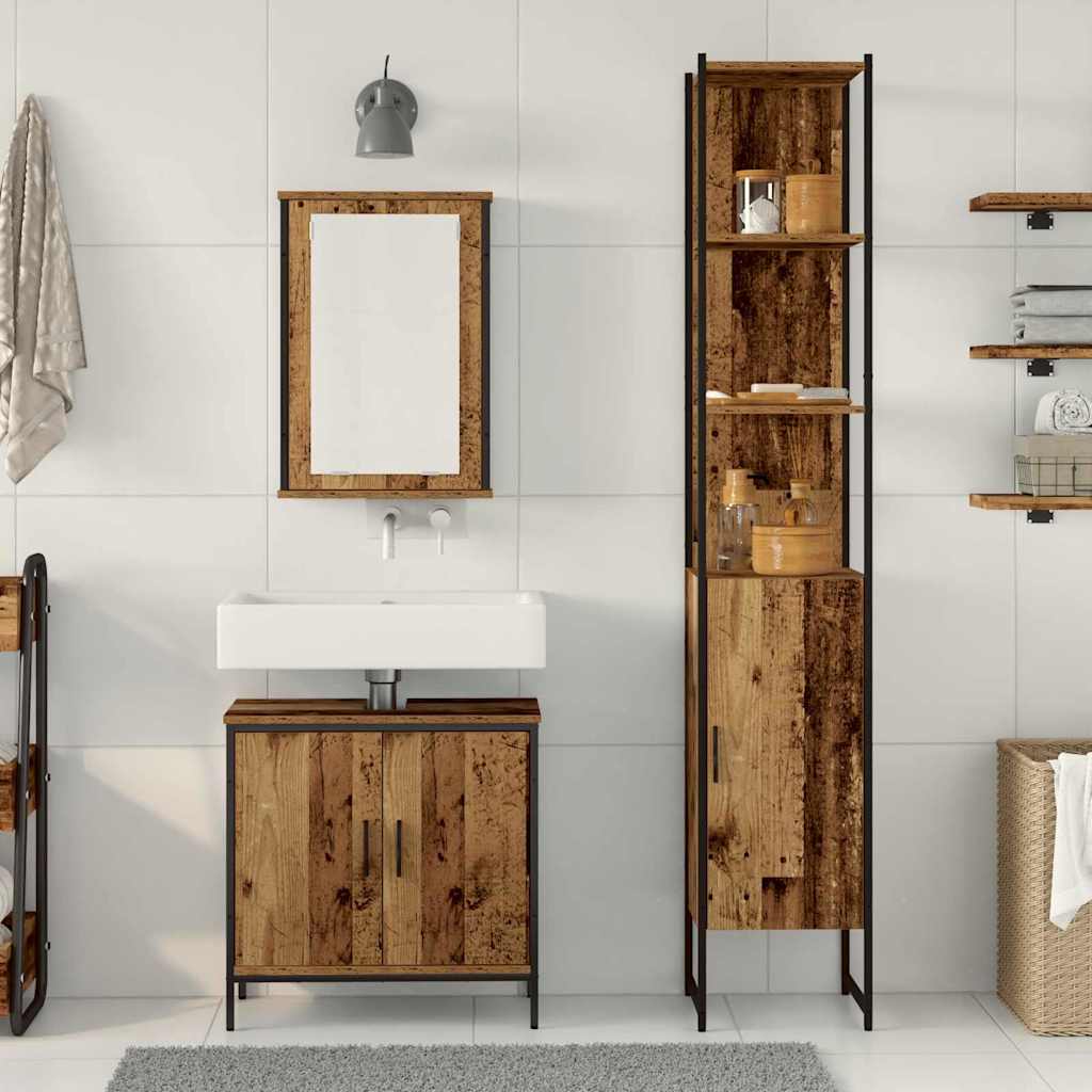 Badezimmermöbel Set mit Regal 3 pcs Braun 33 x 33 x 185.5 cm
