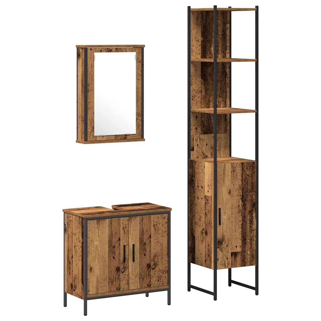 Badezimmermöbel Set mit Regal 3 pcs Braun 33 x 33 x 185.5 cm