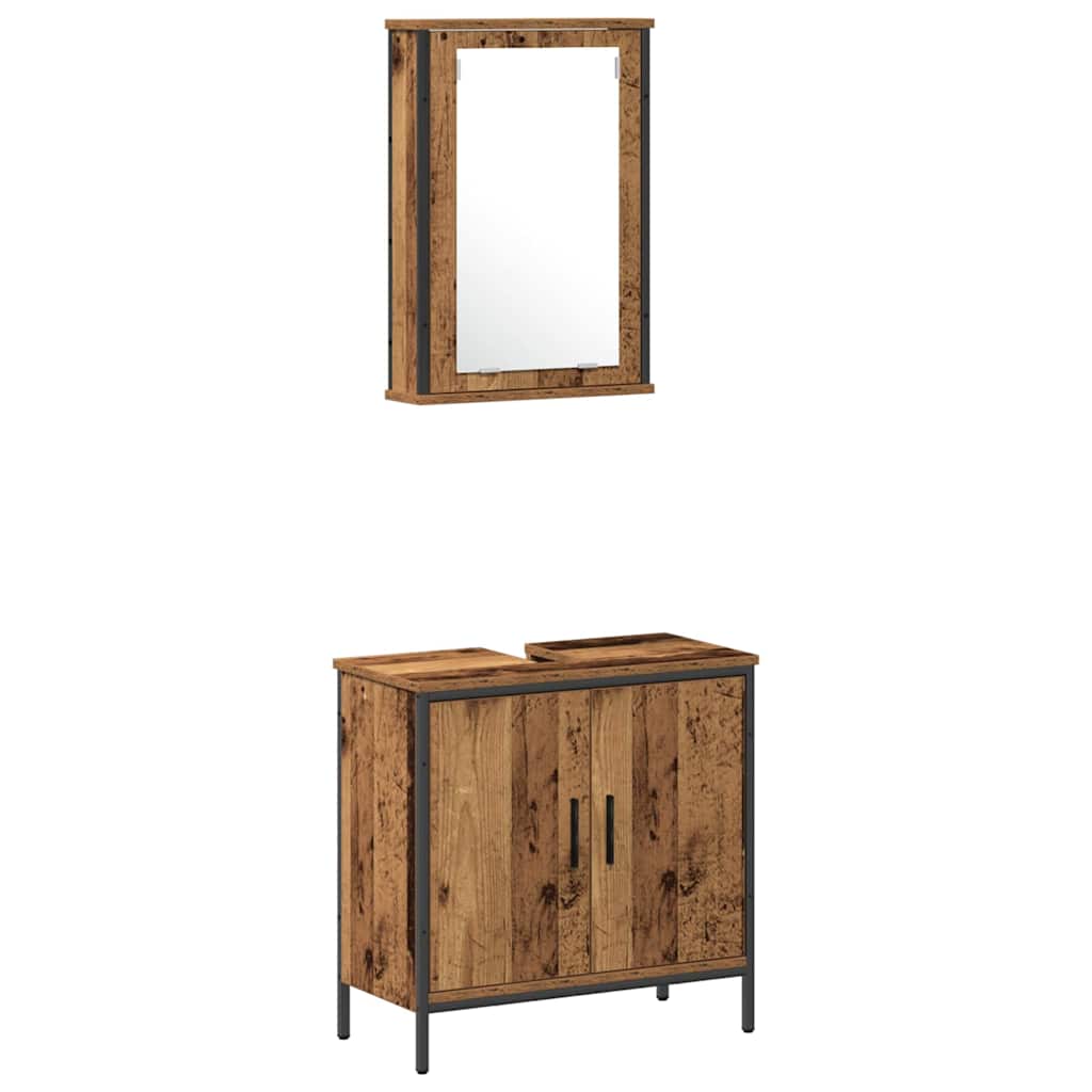 Badezimmermöbel Set mit Regal 3 pcs Braun 33 x 33 x 185.5 cm
