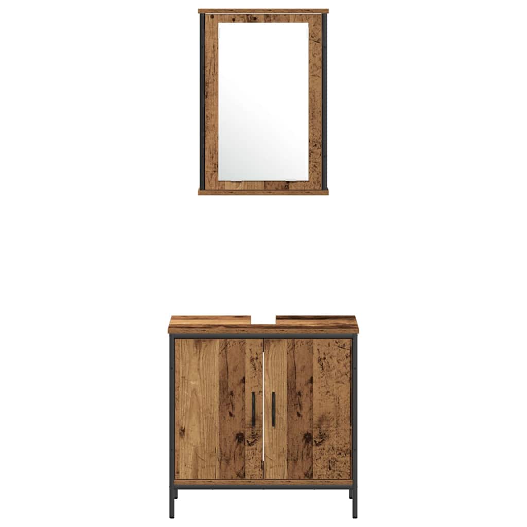 Badezimmermöbel Set mit Regal 3 pcs Braun 33 x 33 x 185.5 cm