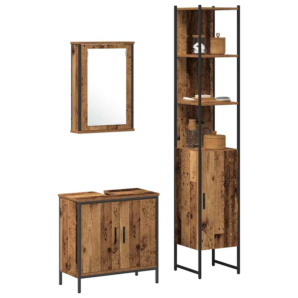 Badezimmermöbel Set mit Regal 3 pcs Braun 33 x 33 x 185.5 cm