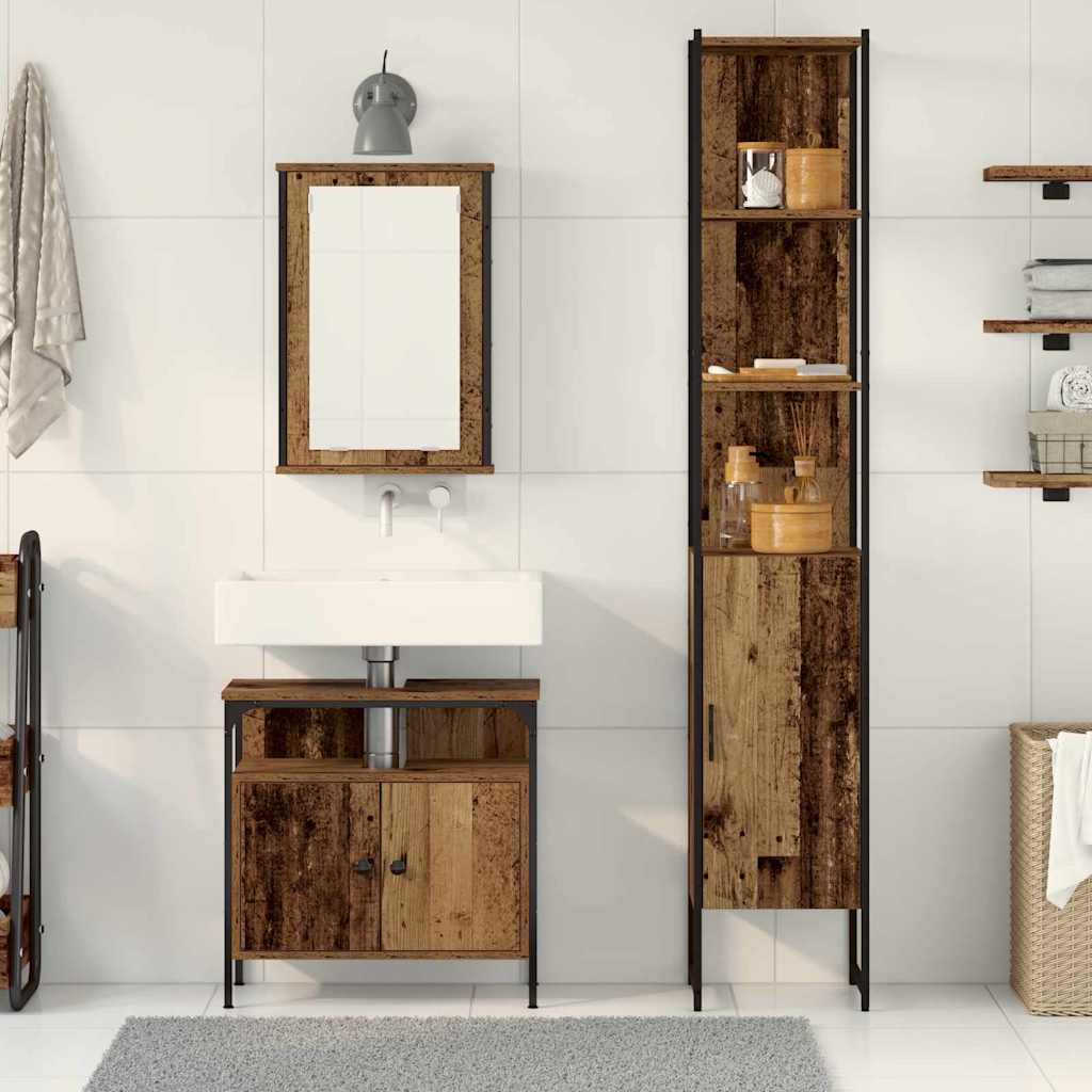 Badezimmermöbel Set mit Regal 3 pcs Altholz 33 x 33 x 185.5 cm