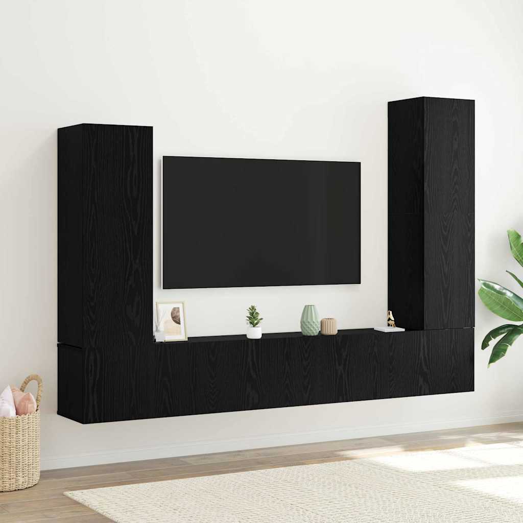 TV-Möbel-Set 4 pcs Schwarz Eichen-Optik 30,5 x 30 x 110 cm